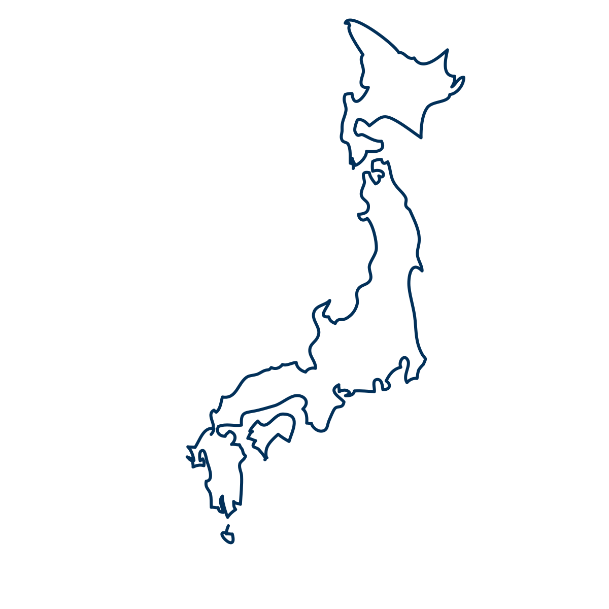 Map outline of Japan.