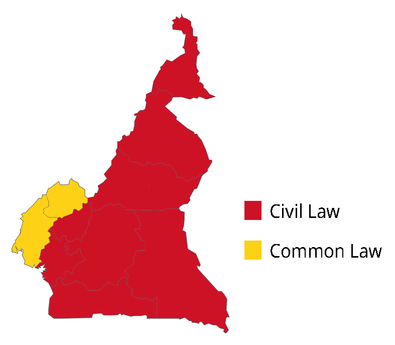 Map of Cameroon Common and Civil Law Regions