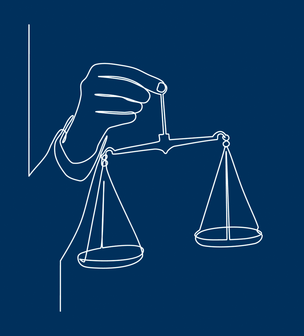 Sketch of hands holding a hanging beam scale