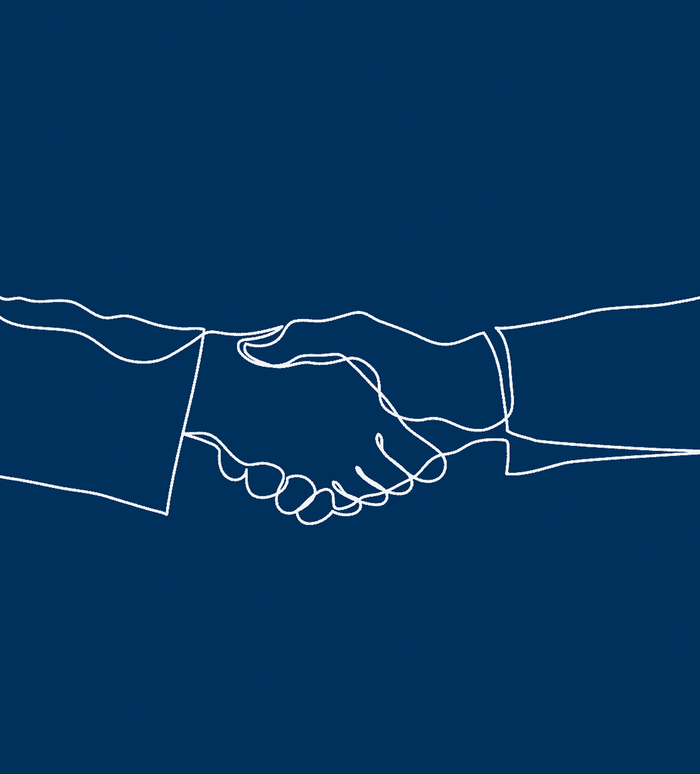 Drawing of two people shaking hands