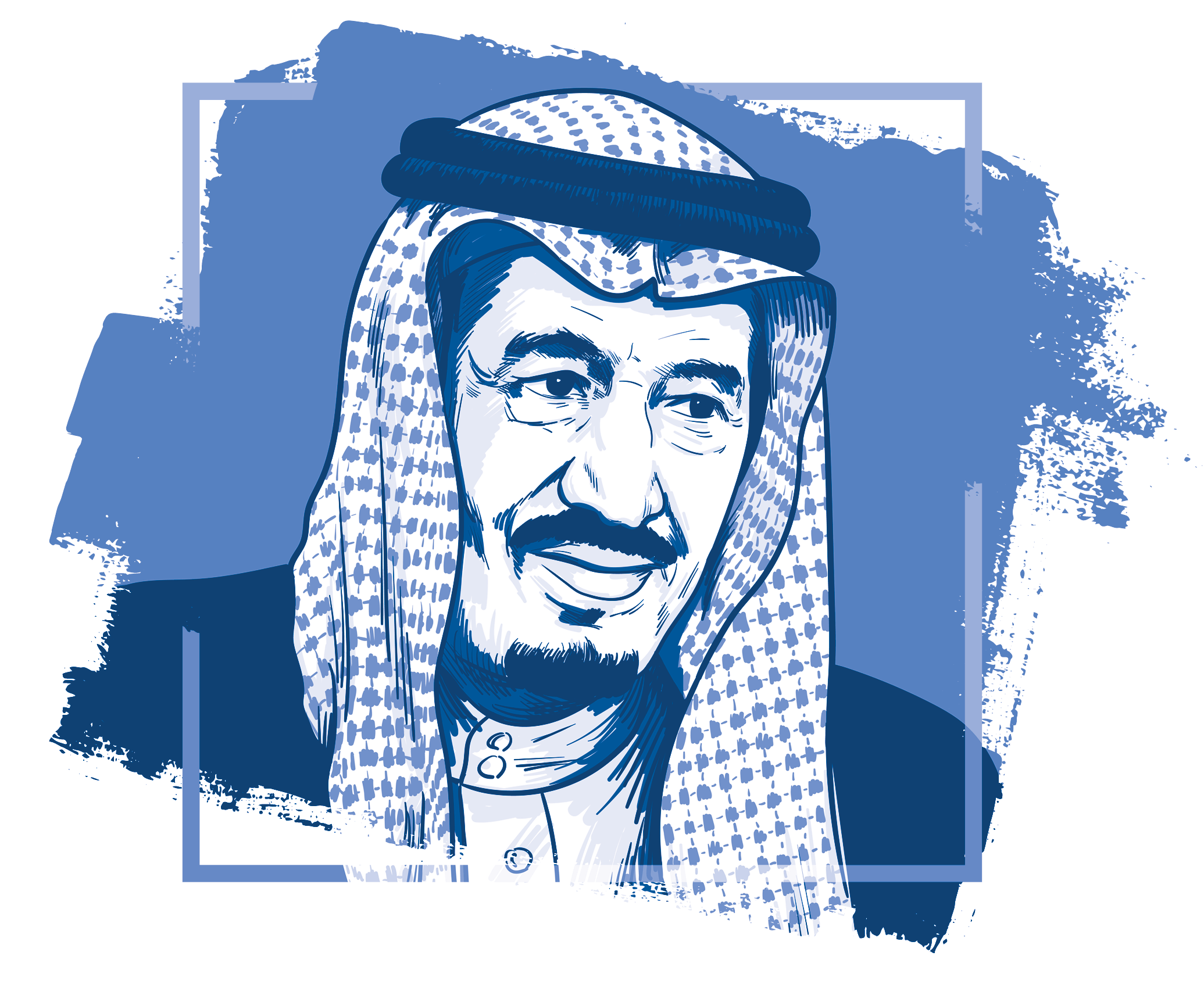 Drawing of Salaman bin Abdulaziz Al Saud, King of Saudi Arabia
