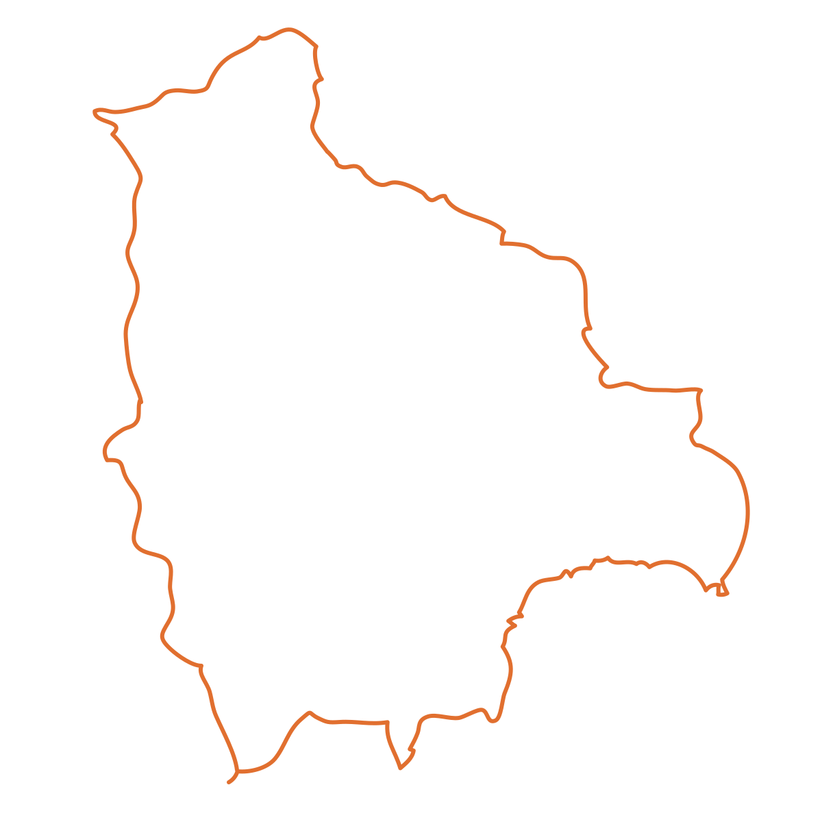 Map outline of Bolivia.