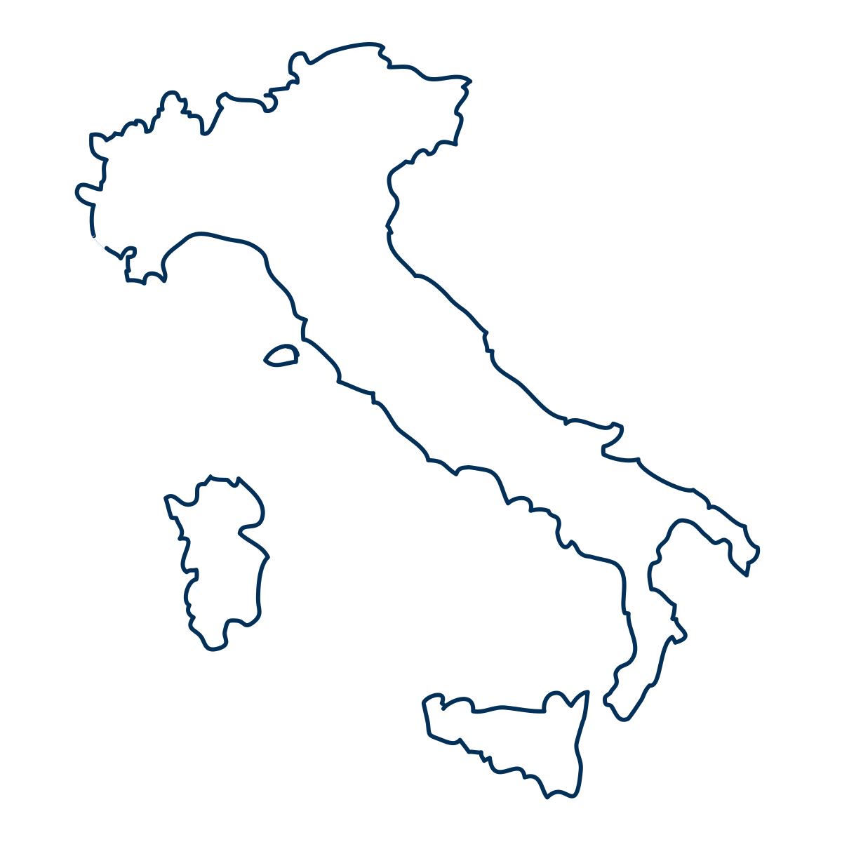 Map outline of Italy.