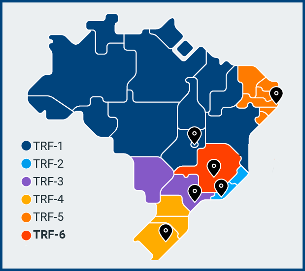 Map of Brazil's Tribunal Regions