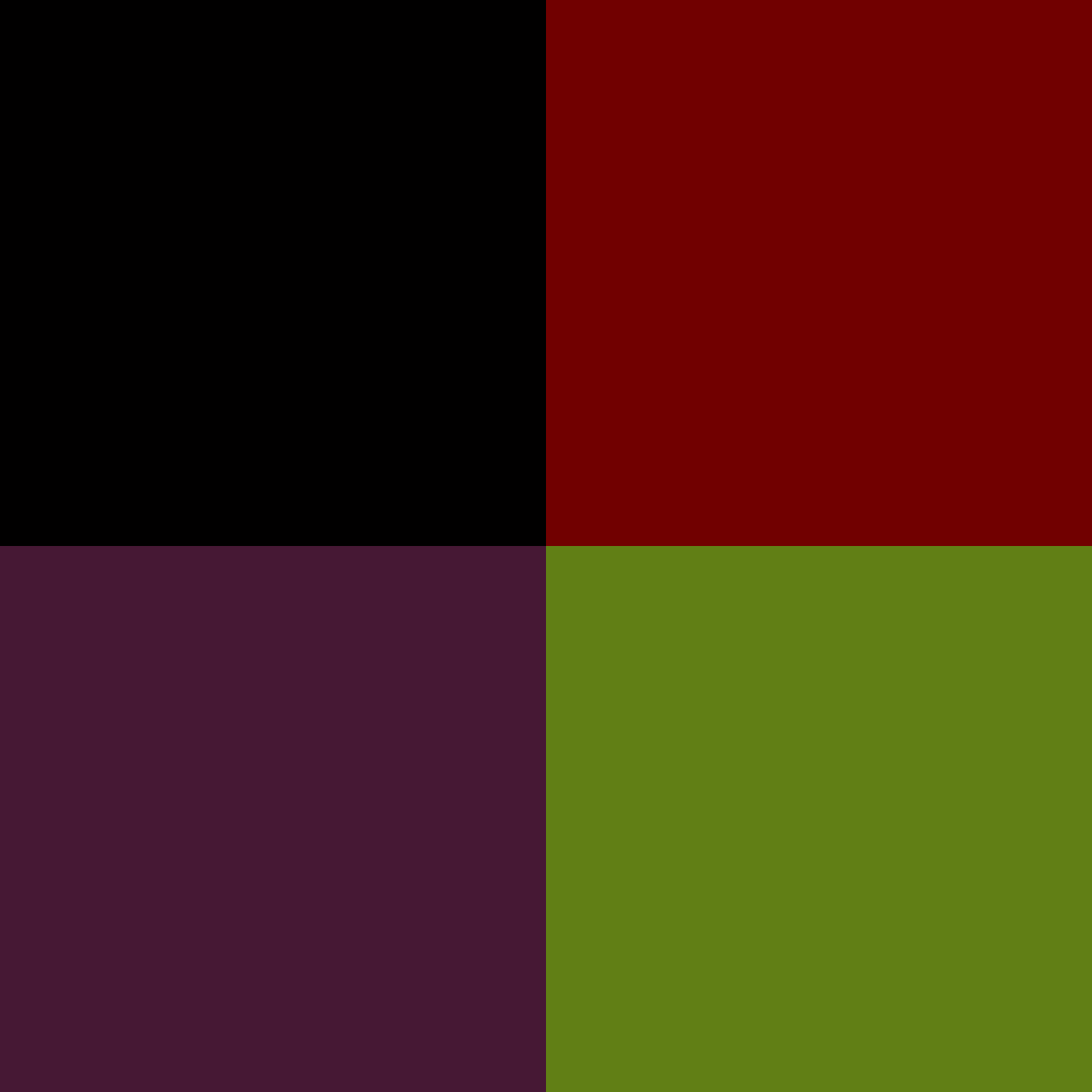 Red, black, green and violet color swatches