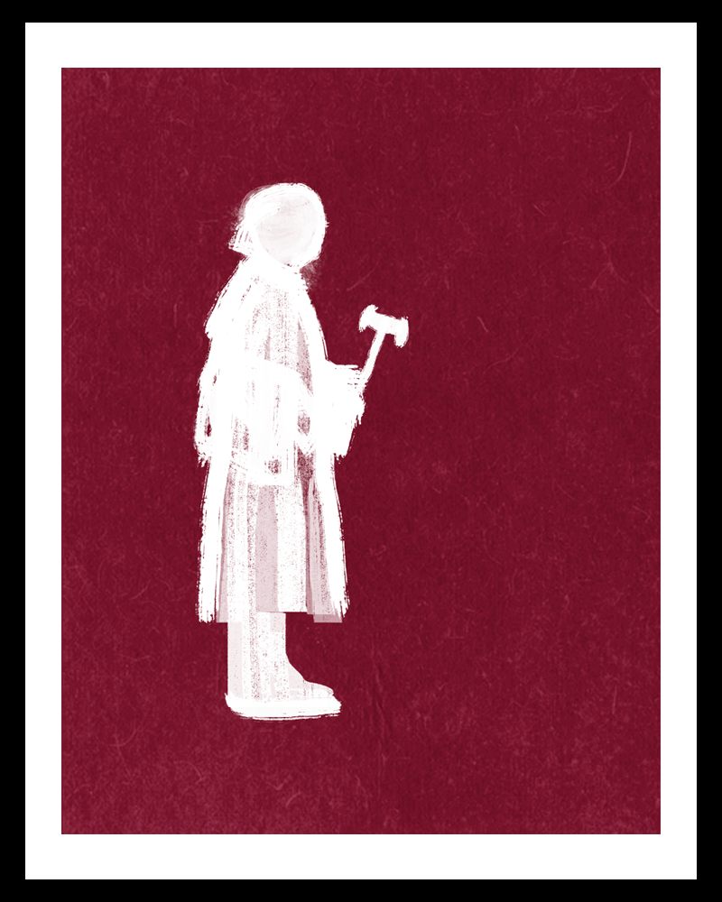 White painted silhouette of a judge