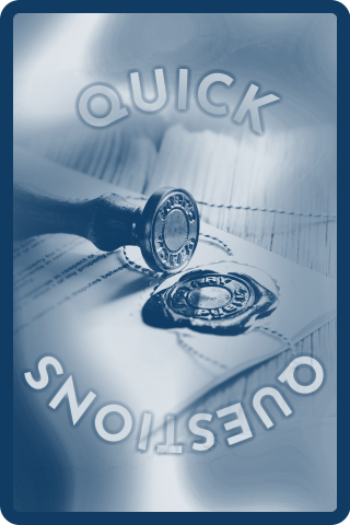 Notary seal design and the phrase "Quick Questions" 