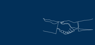 Drawing of two people shaking hands. 