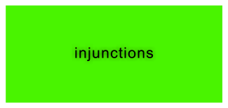 "Injunctions" against a lime green banner